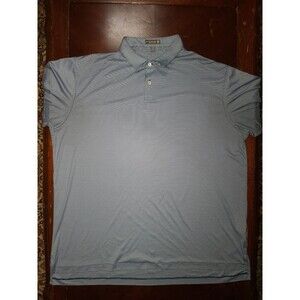 Peter Millar Polo Shirt Mens 2XL Summer Comfort Light Blue Striped Embroidered